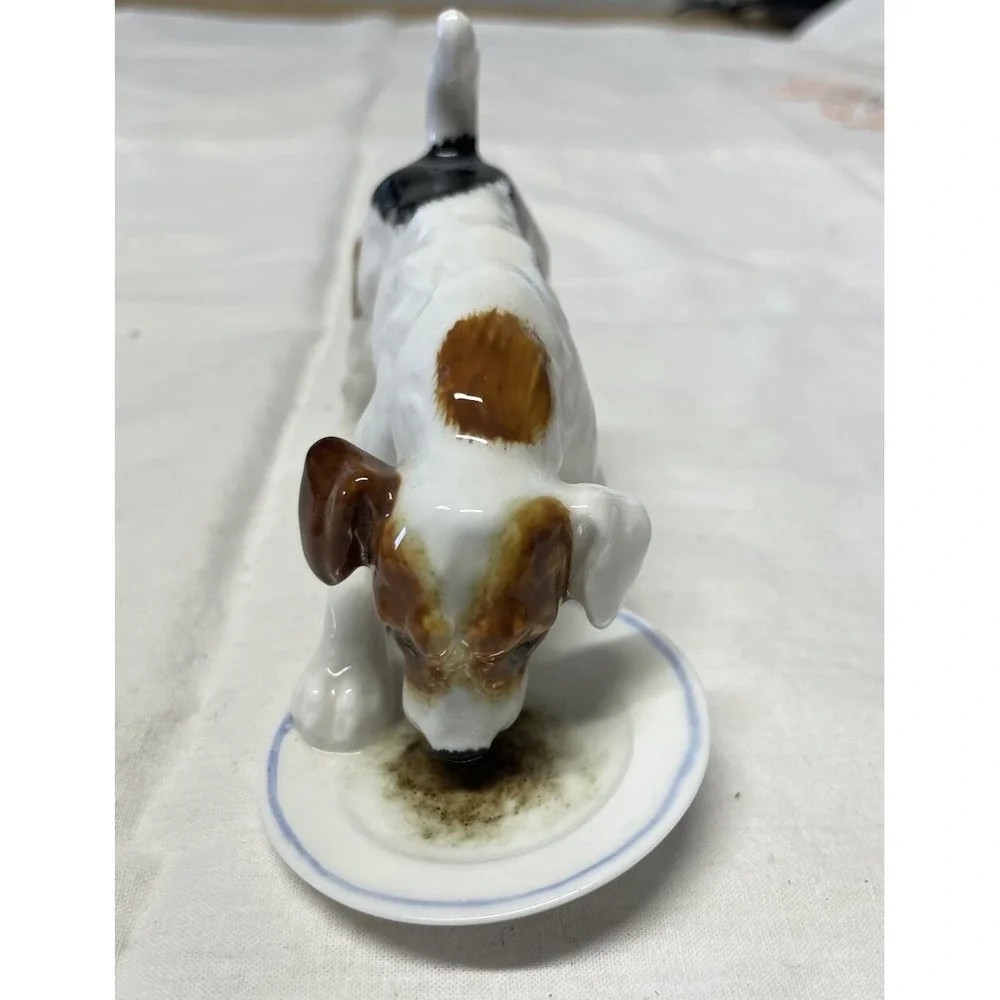 Vintage Royal Doulton Jack Russell Terrier Dog Licking Plate HN1158 Figurine